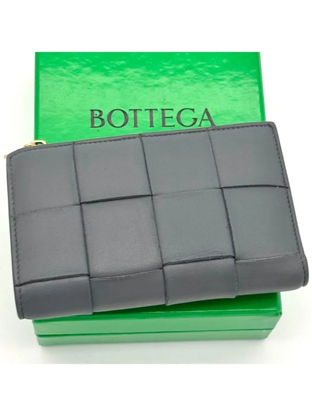 Bottega Veneta Bifold Wallet Cassette Gray Small